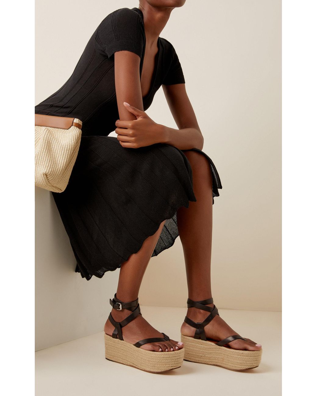 Isabel Mazia Leather Espadrille Sandals Black | Lyst