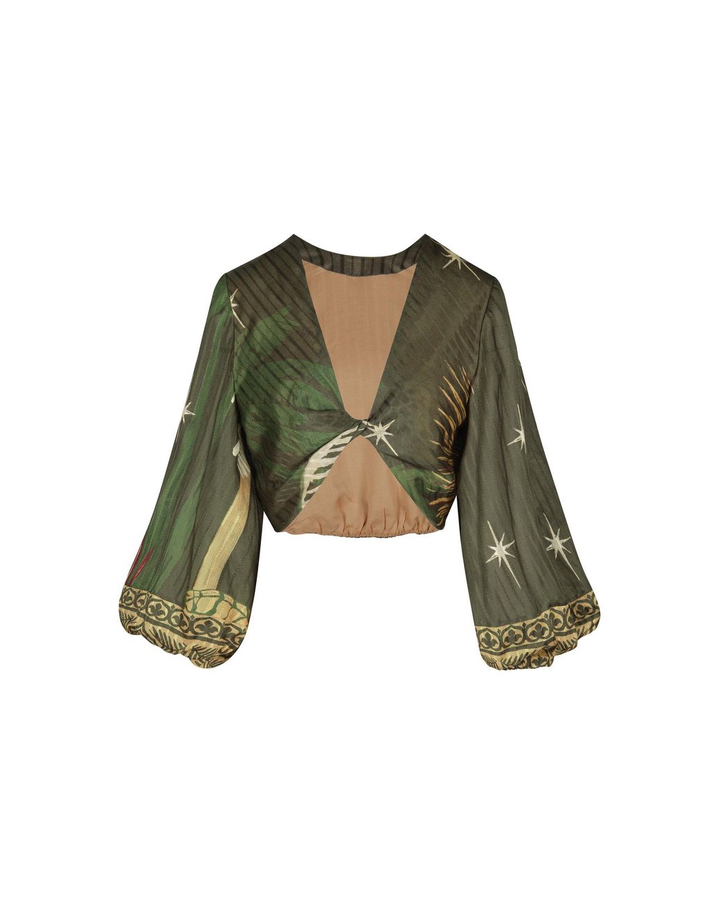 Johanna Ortiz Green Afterwork Silk-Cotton Cropped Top