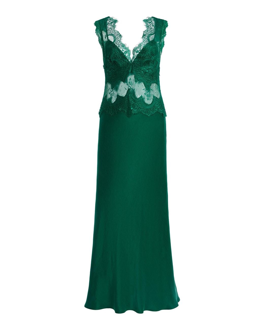 Third Form Green Exclusive Visions Lace-Inset Satin Midi Dress