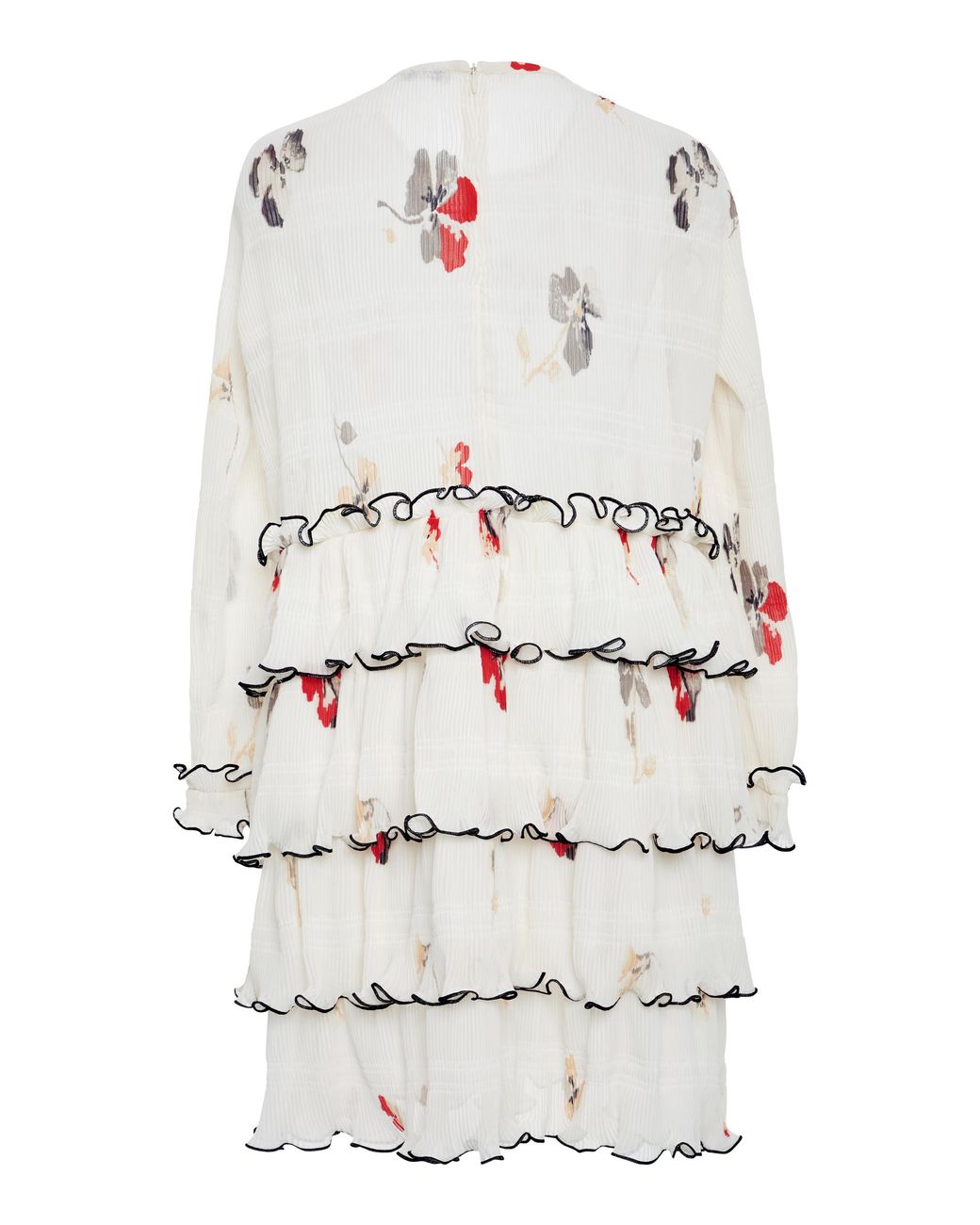 Ganni Lowell Pleated Floral-print Crepe Mini Dress in White | Lyst