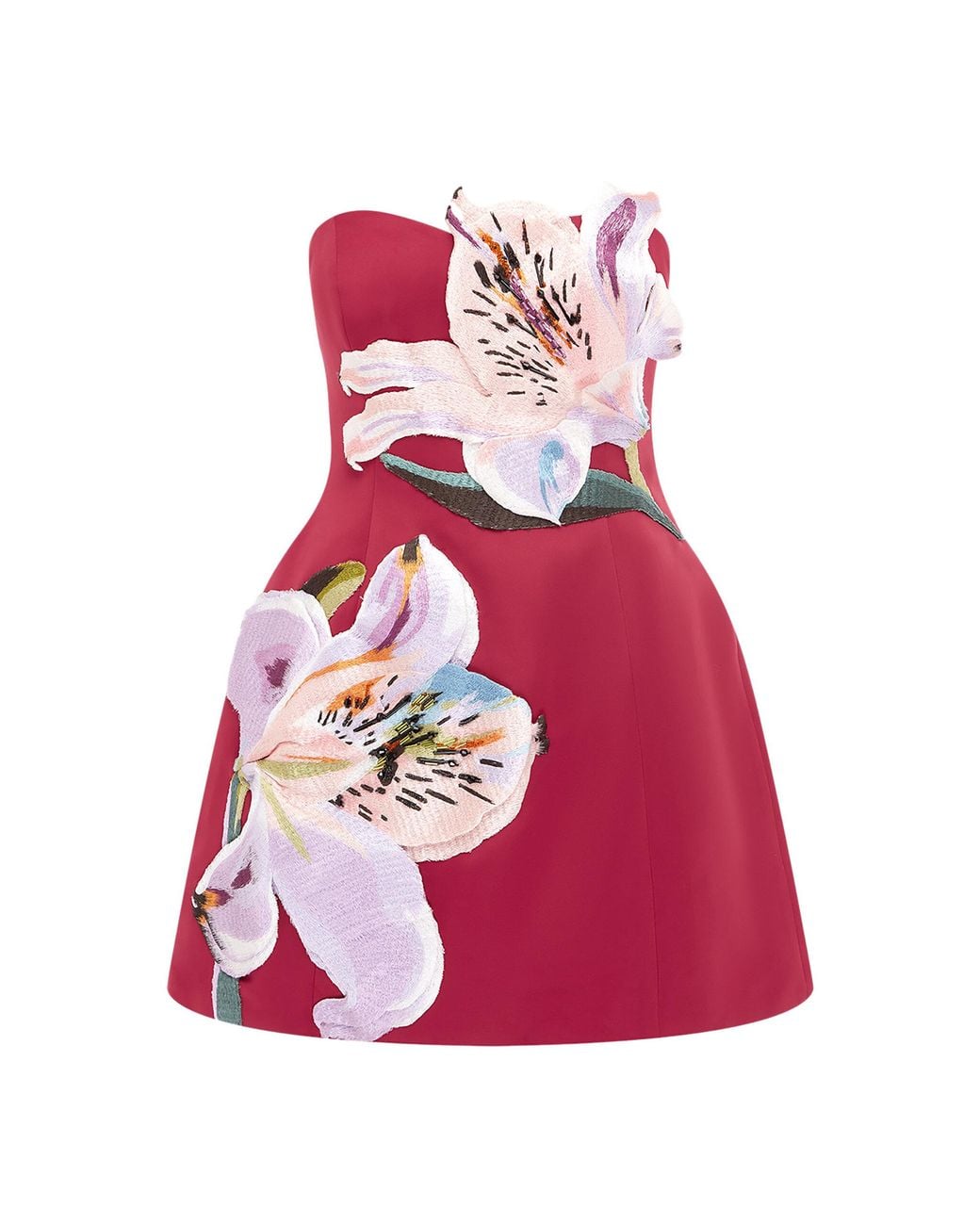 LEO LIN Rosario Floral-Appliqud Crepe Mini Dress in Red | Lyst LEO LIN Rosario Floral-Appliqud Crepe Mini Dress in Red | Lyst