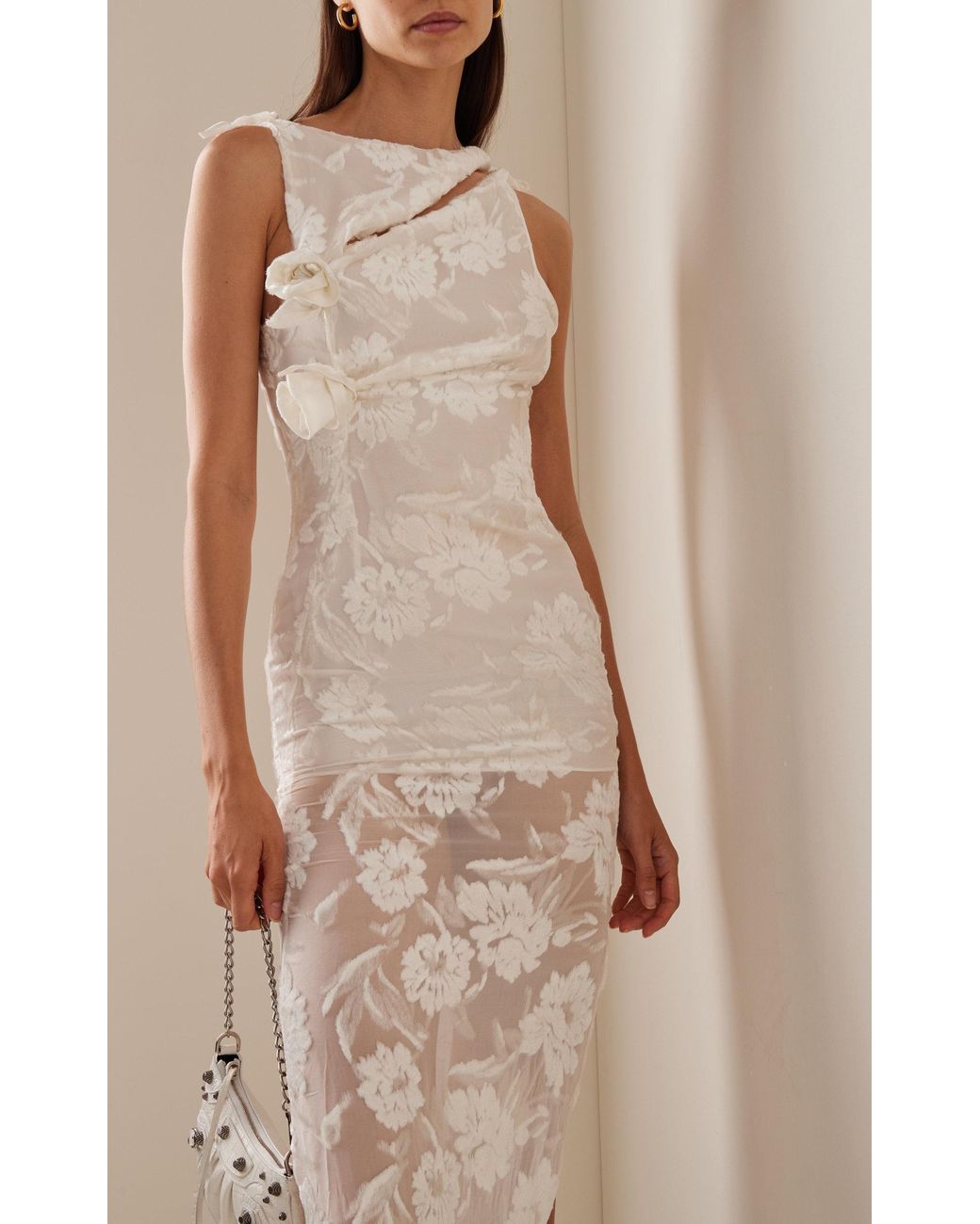 coperni floral applique cut out dress Coperni Asymmetric Flower Cutout Mini Dress