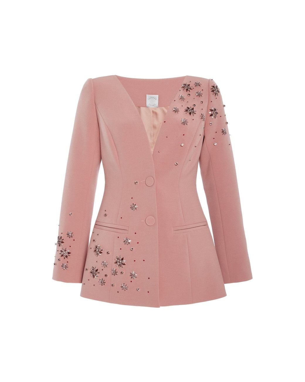 Huishan Zhang Pink Justine Crystal-Embellished Suiting Blazer