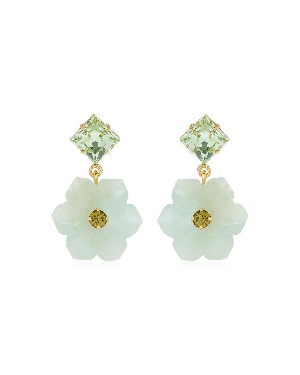 Jennifer Behr Green Midori 18K-Plated Crystal Earrings