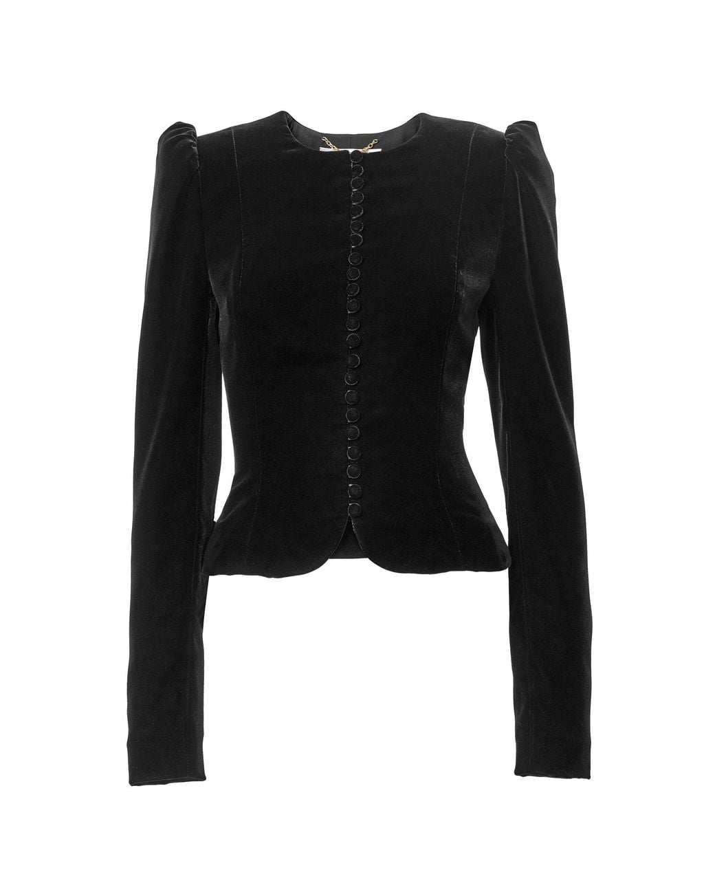 Carolina Herrera Black Puff-Sleeve Velvet Jacket