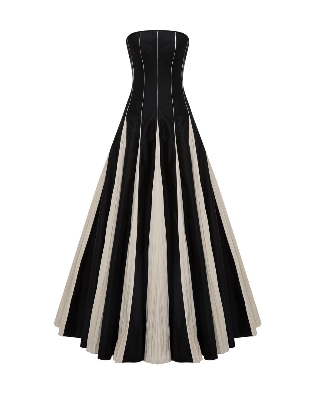 Marmar Halim Black Contrast-Paneled Taffeta Gown