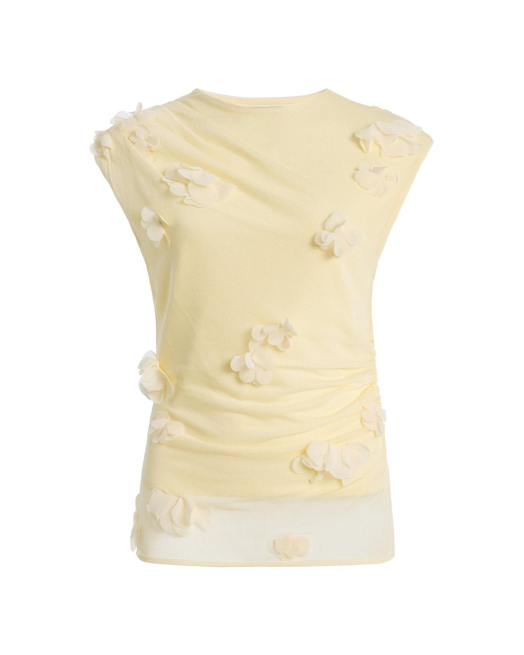 Jonathan Simkhai Natural Tessa Floral Applique Mesh Top