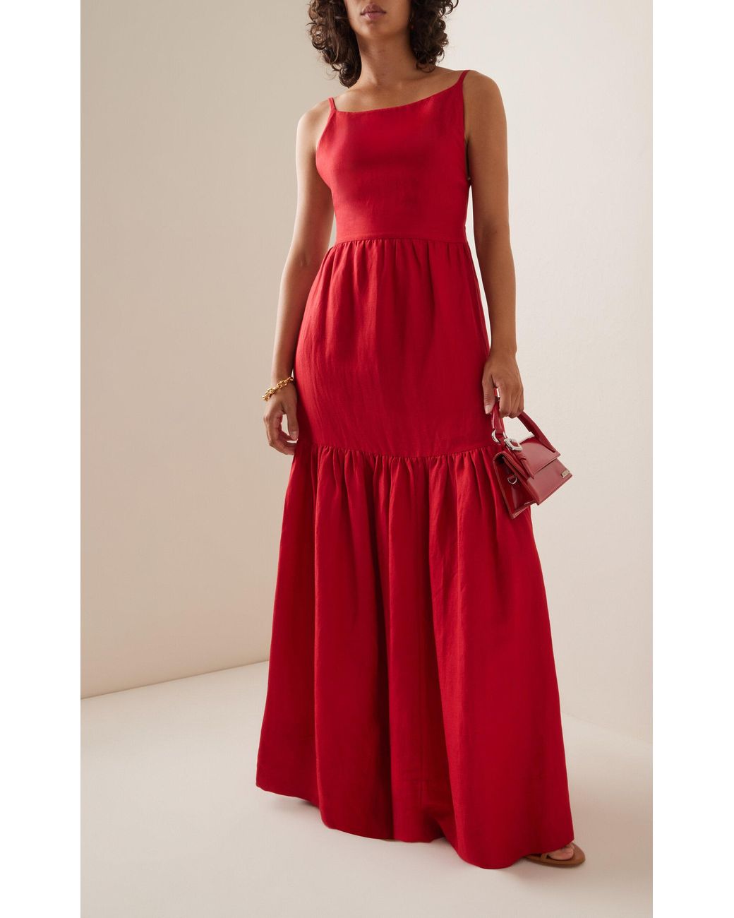 Posse Elise Tiered Linen-blend Maxi Dress | Lyst