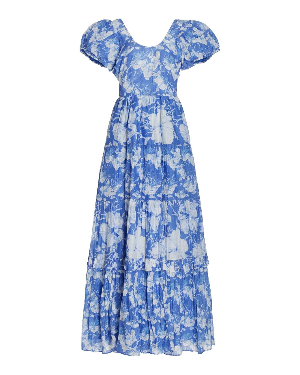 LoveShackFancy Karalie Cottonsilk Maxi Dress in Blue Lyst