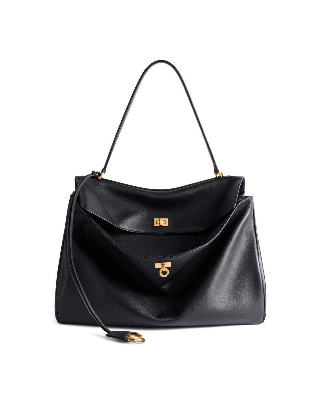 Balenciaga Black Rodeo Large Leather Top Handle Bag
