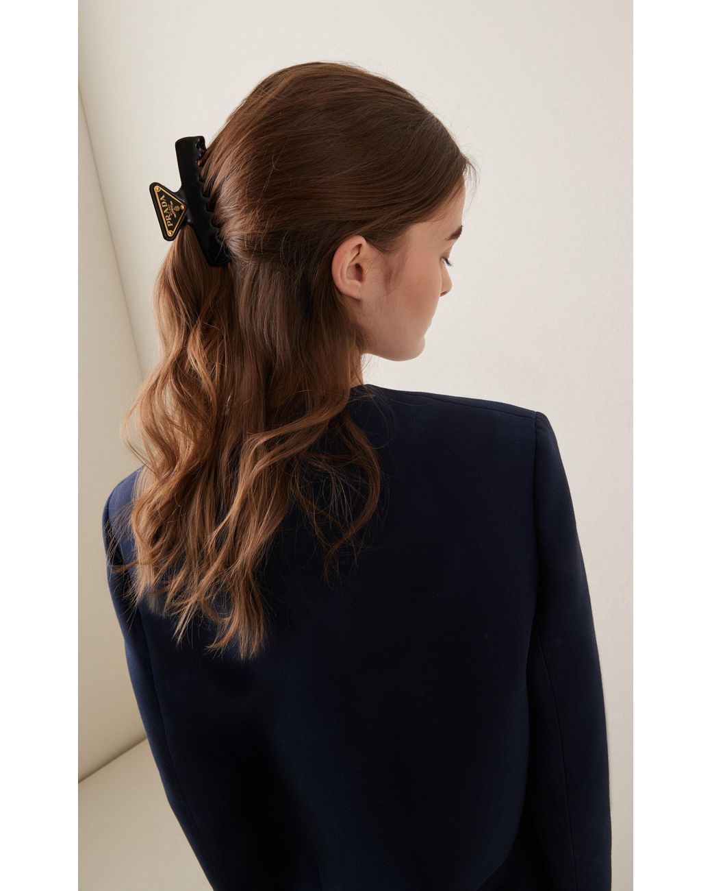 Prada Metal Hair Clip in Black | Lyst