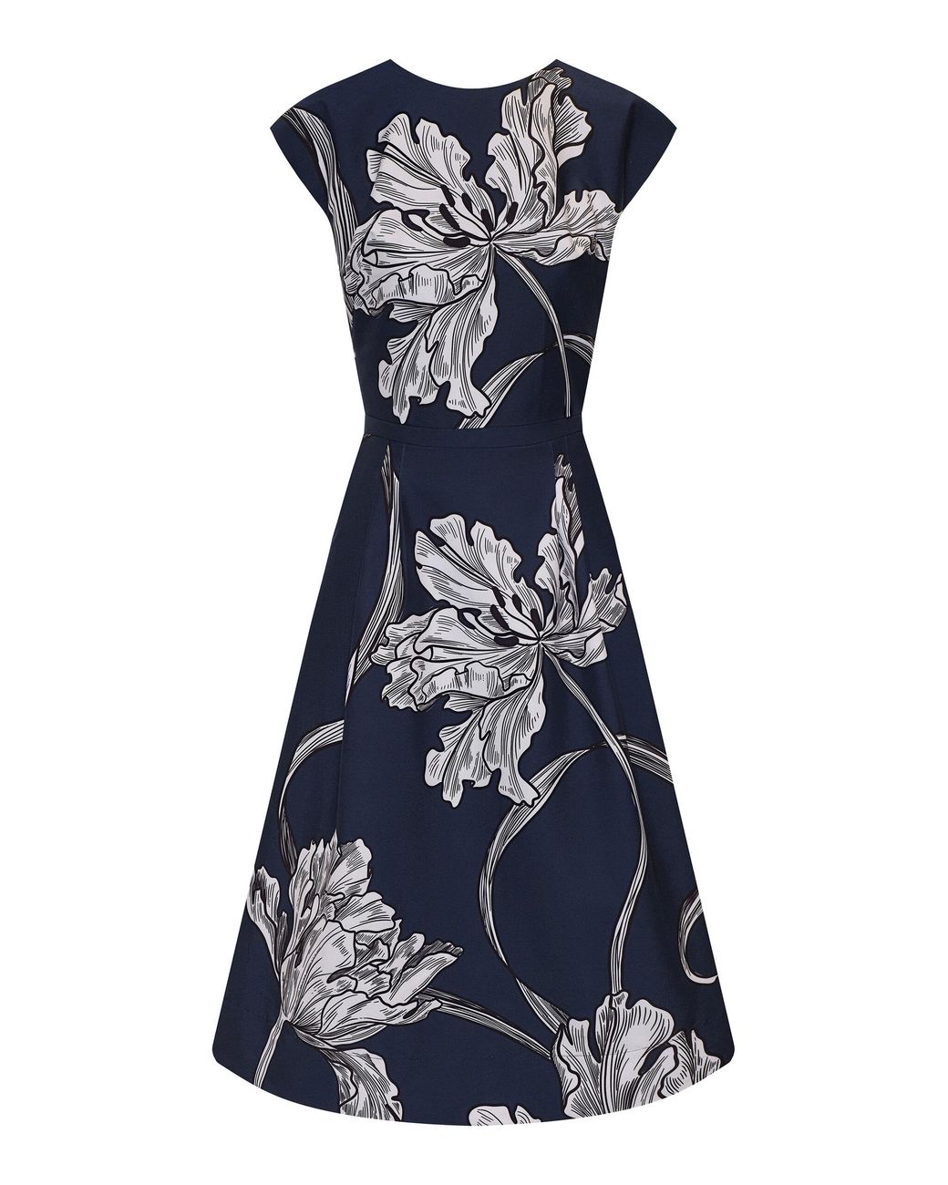 ANDRES OTALORA Blue Kamara Printed Taffeta Midi Dress