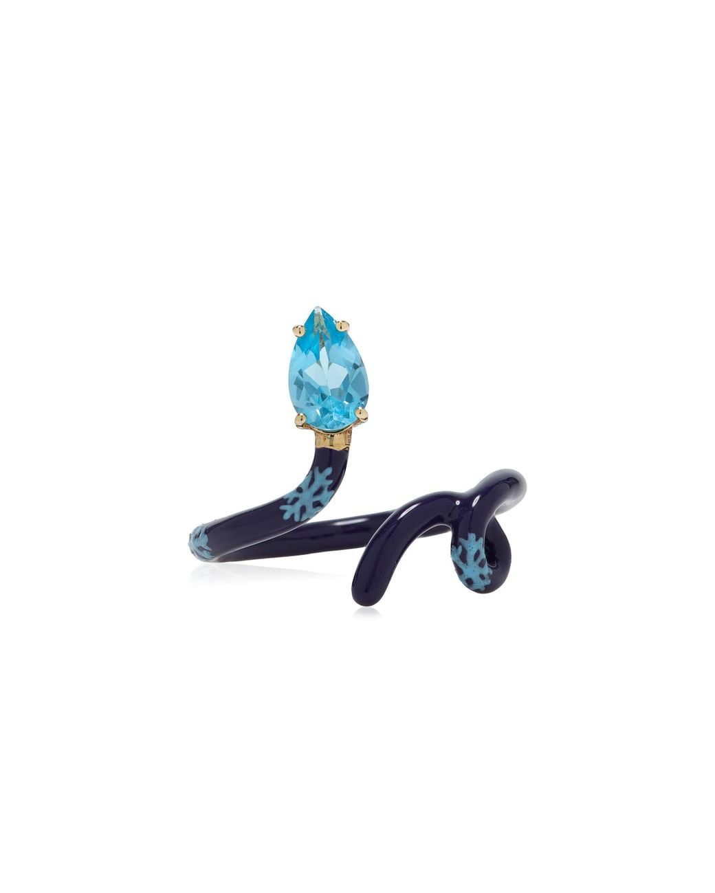 Bea Bongiasca Blue Exclusive Baby Vine Tendril Enameled 9K Topaz Ring