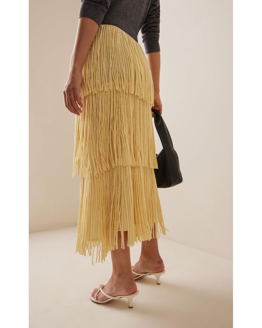 Knit fringe cheap midi skirt