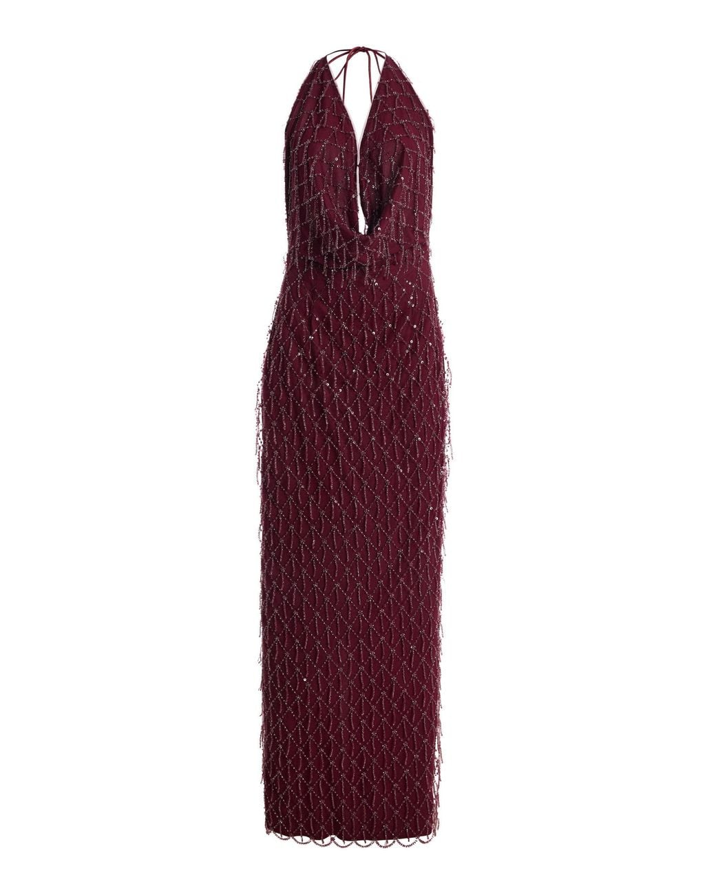 ROTATE BIRGER CHRISTENSEN Purple Halterneck Sequined Maxi Dress