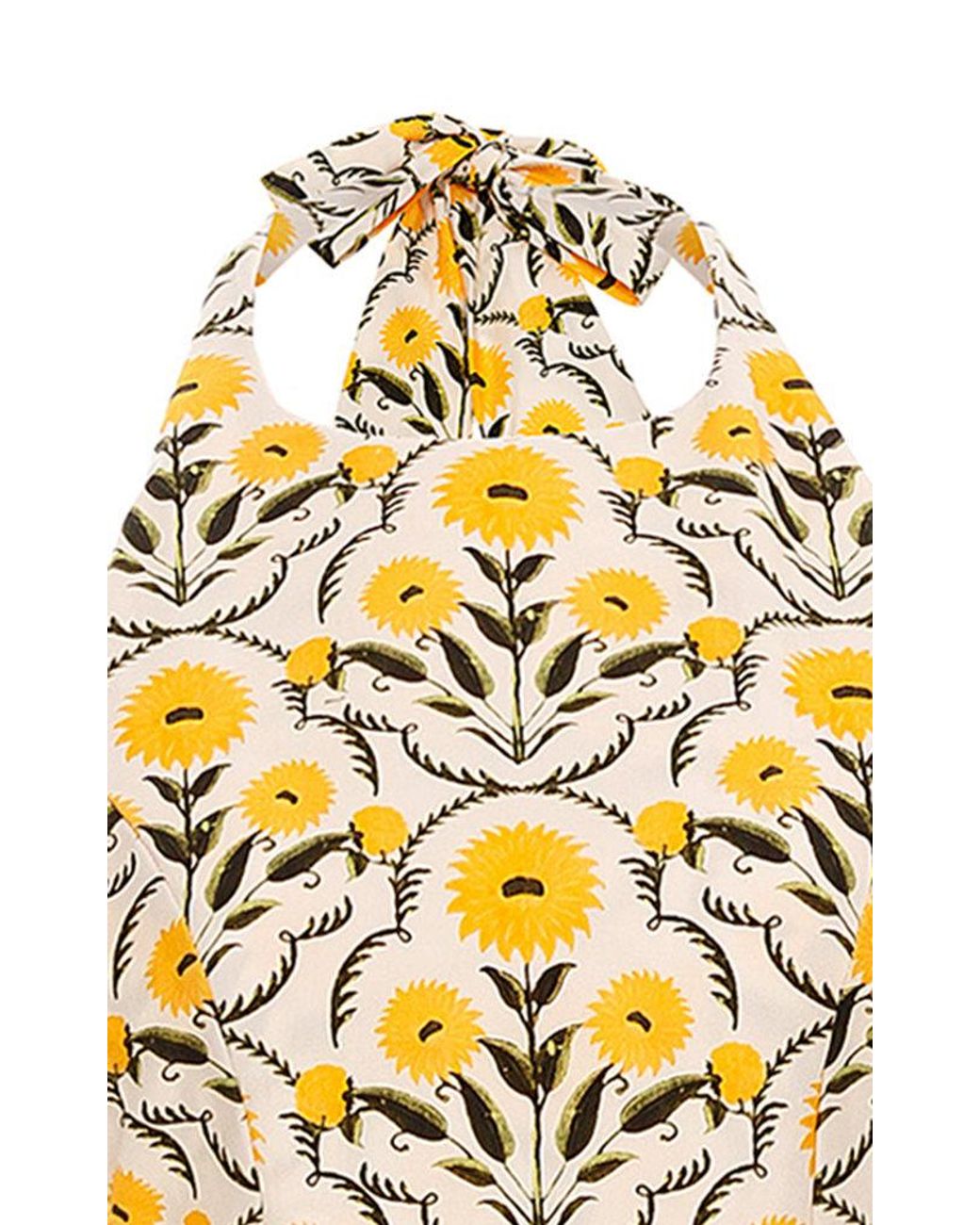 Agua by Agua Bendita Naranja Floral Cotton Poplin Maxi Halter Dress in  Yellow | Lyst