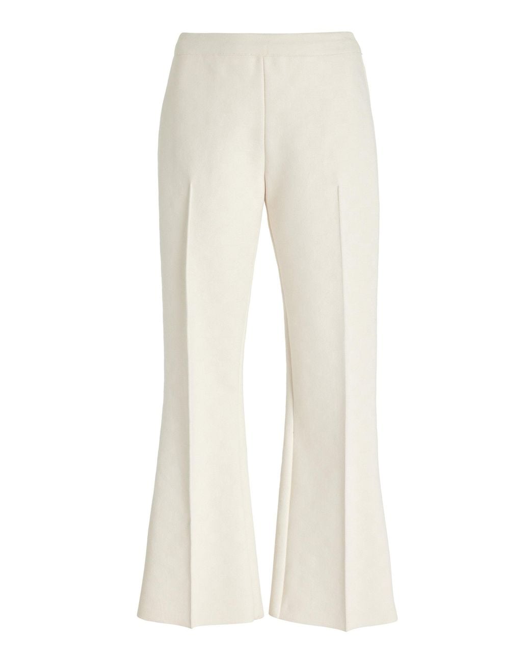 High Sport White Kick Stretch-cotton Knit Cropped Flared Pants