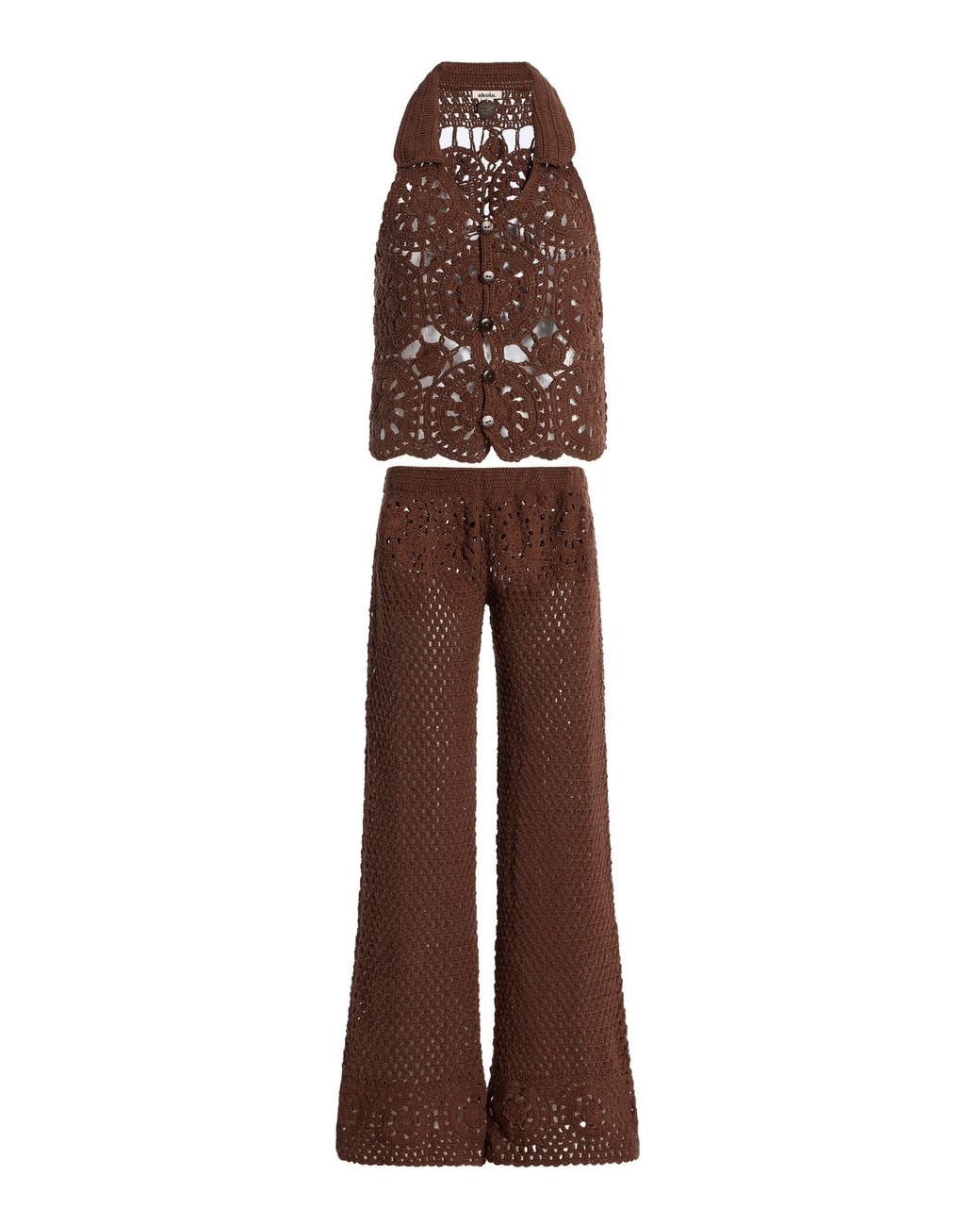 Akoia Swim Brown Exclusive Crocheted Cotton Pant Set