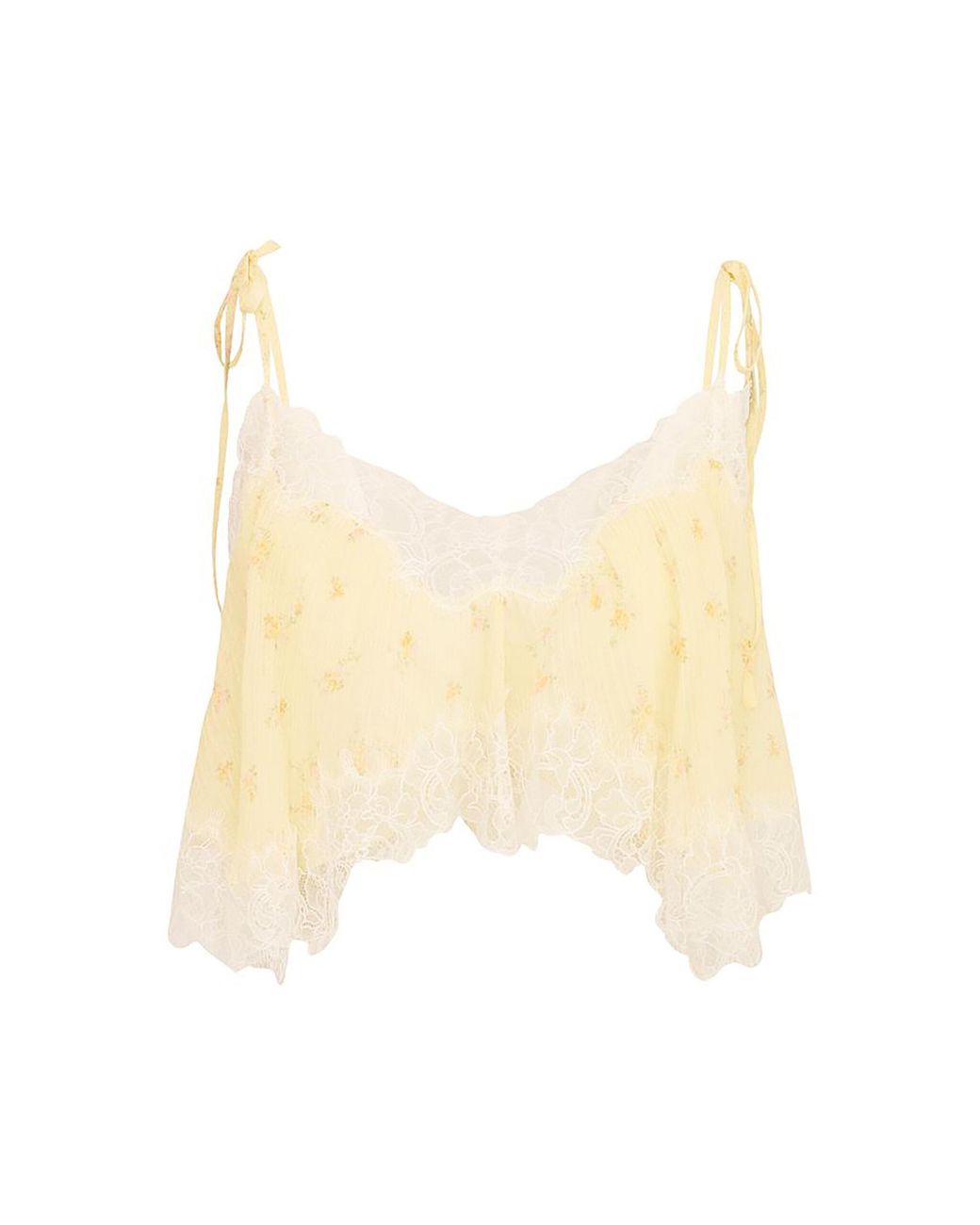 LoveShackFancy Natural Elysia Silk Blend Cropped Top