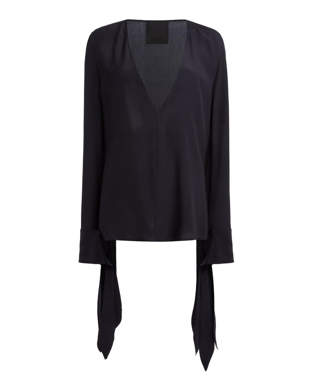 Givenchy Black Bow-Cuff Silk Top