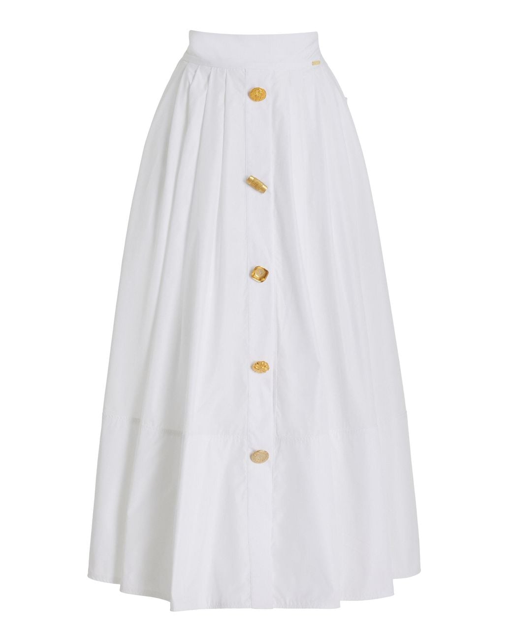 Franchise White Exclusive Joe Buttoned Cotton Midi Skirt