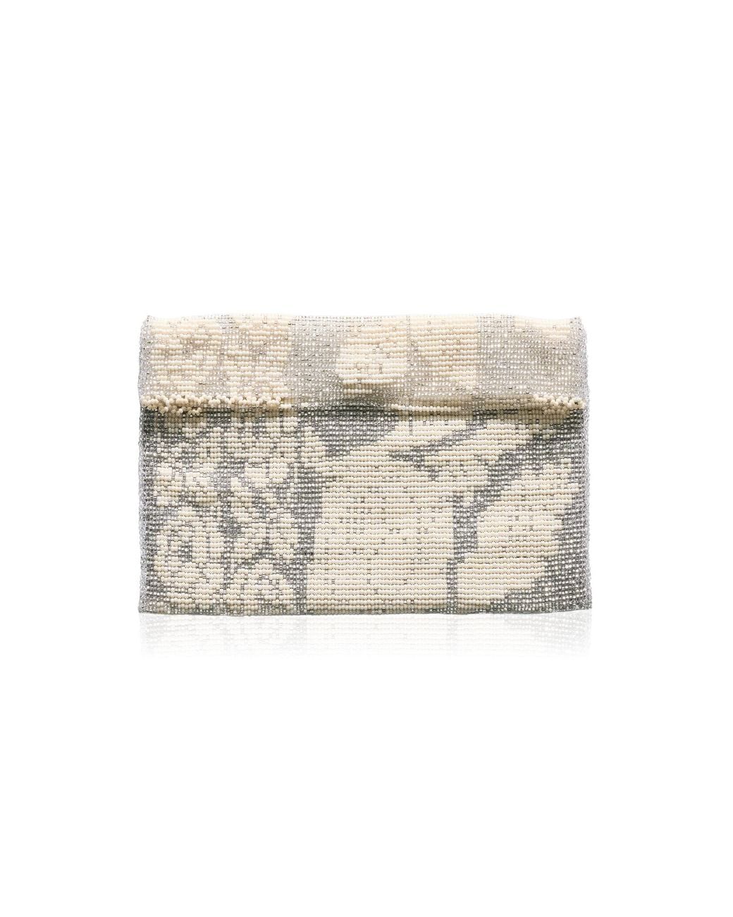 Pura Utz Natural Lace Beaded Clutch