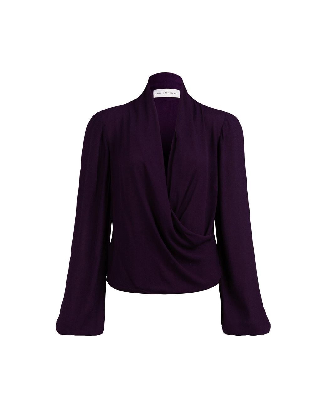 Silvia Tcherassi Blue Tea Draped Crepe Top