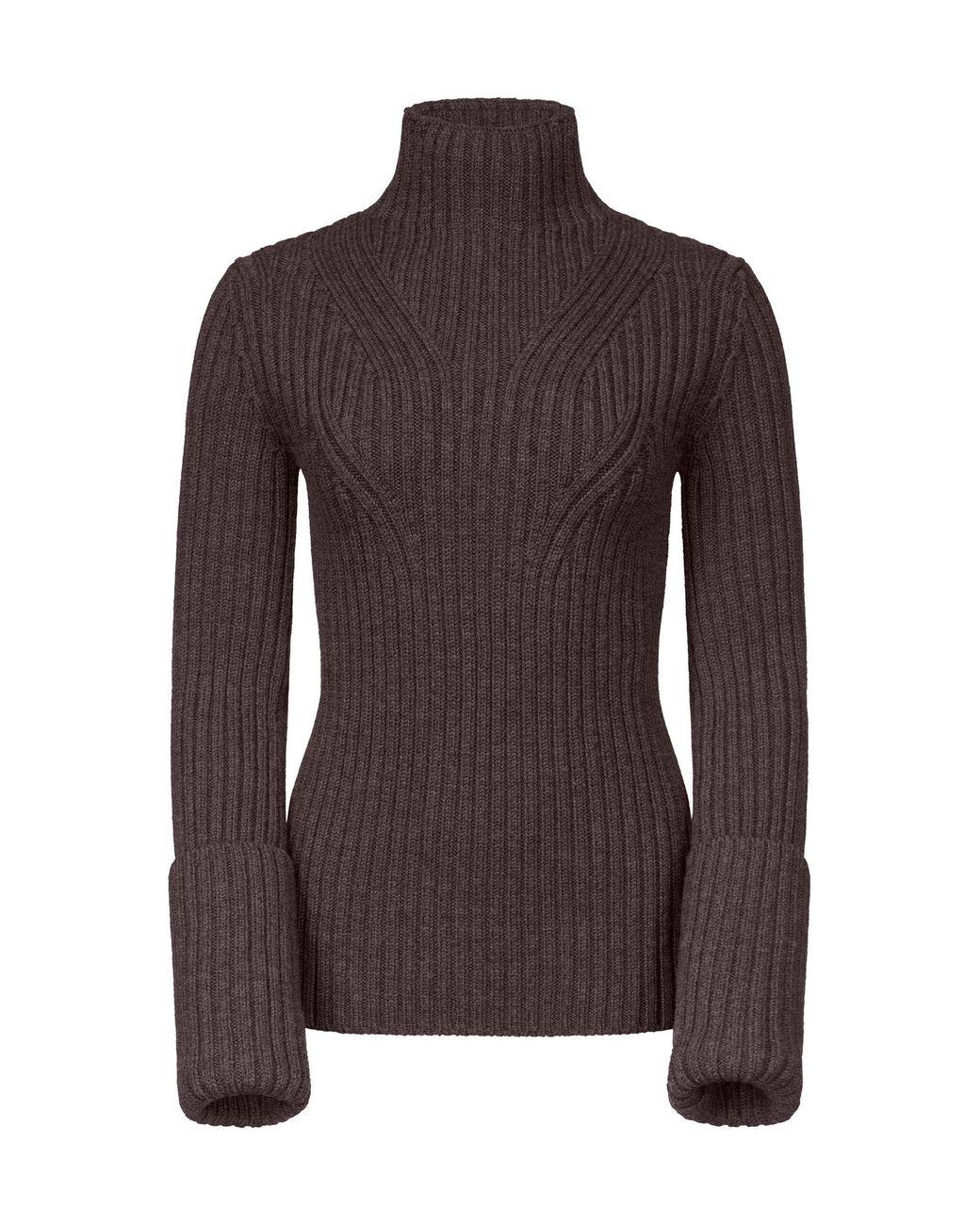 FFORME Brown Astrid Ribbed-Knit Wool Sweater