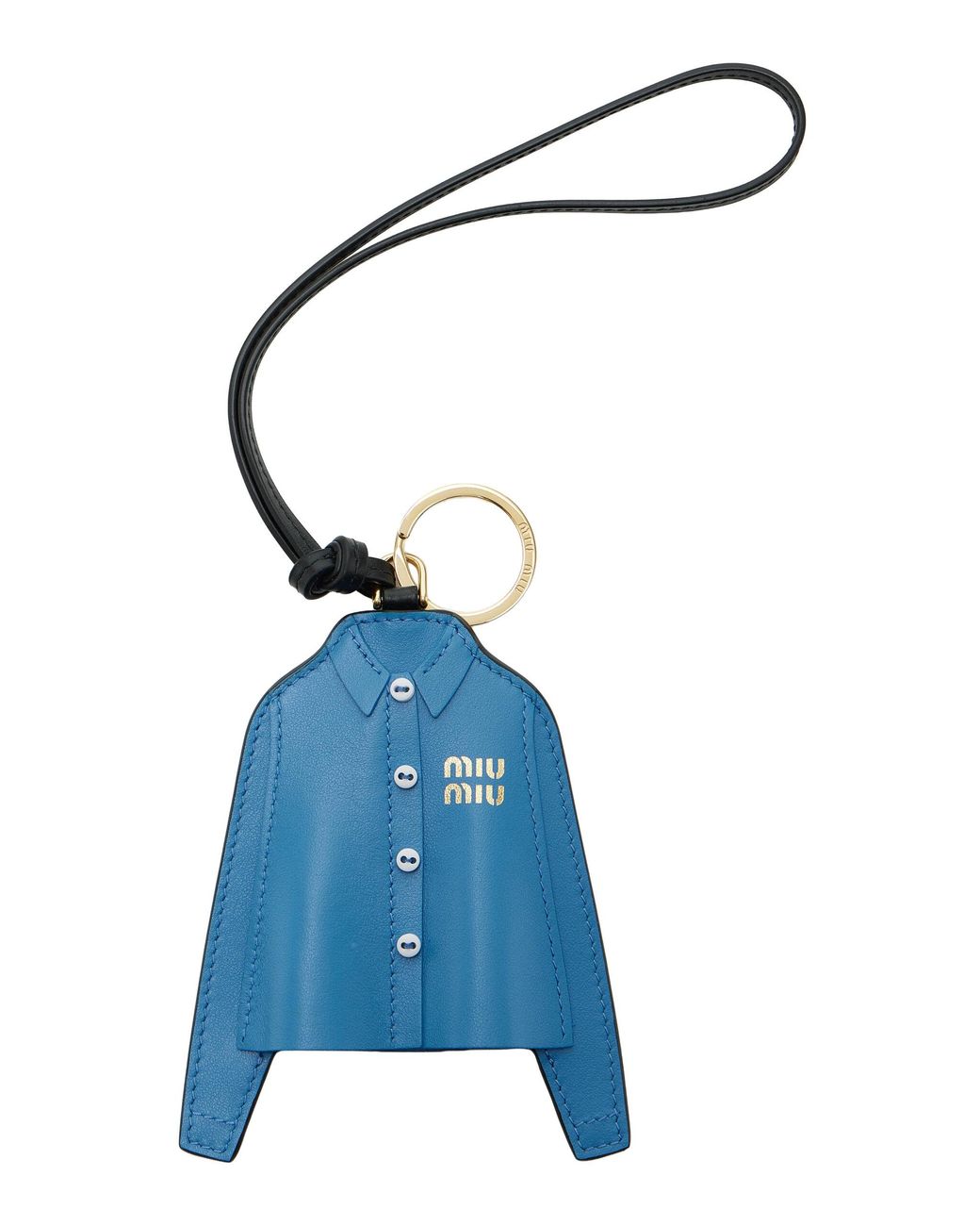 Miu Miu Blue Leather Shirt Keychain