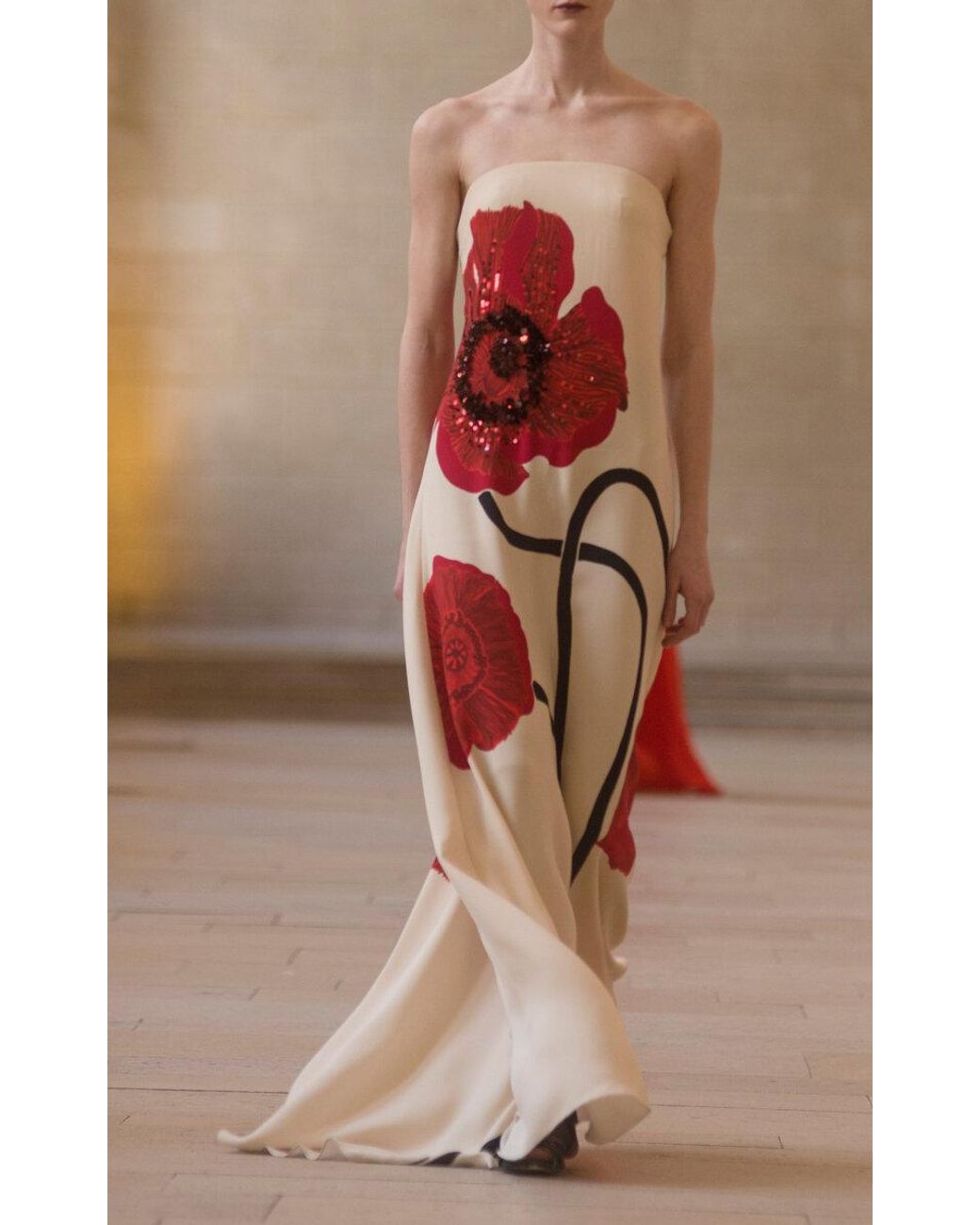 Johanna Ortiz Petals Strapless Embellished Silk Maxi Dress in White | Lyst
