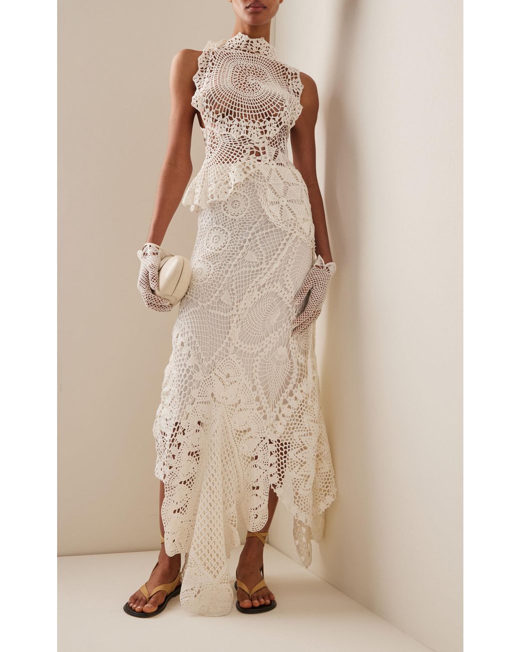 the row crochet dress The Row Christa Crochet Cotton Top in White