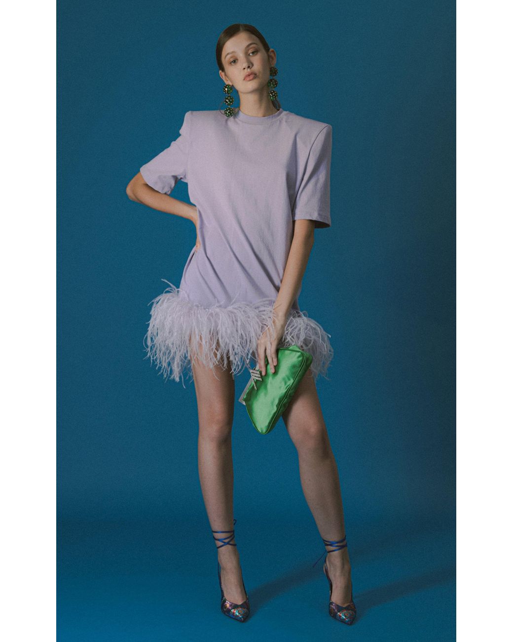 The Attico Feather-trimmed Cotton Dress in Purple | Lyst The Attico Feather-trimmed Cotton Dress in Purple | Lyst