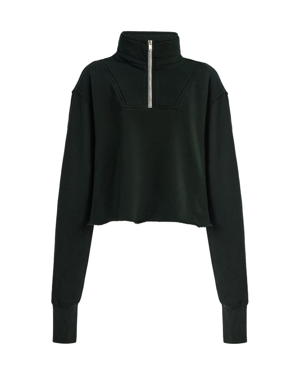 Les Tien Black Haley Cropped Half-Zip Cotton Sweatshirt