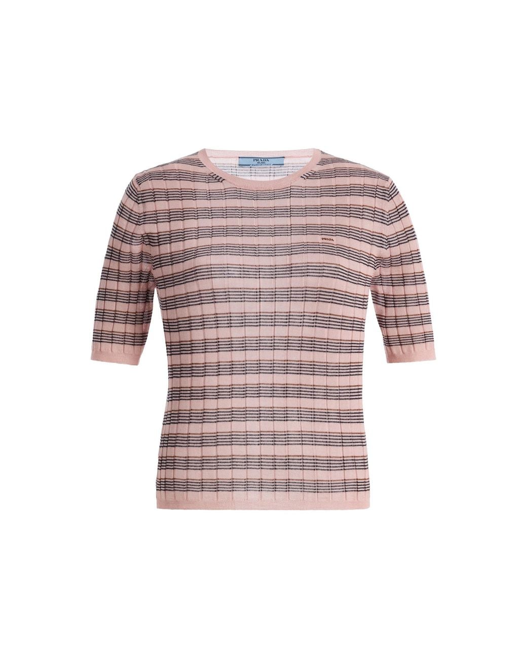 Prada Pink Striped Cashmere Silk Top