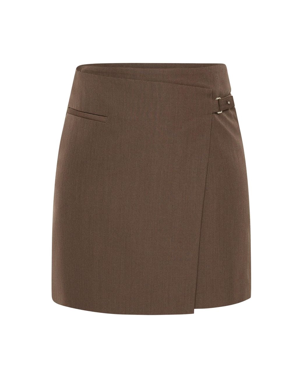 St. Agni Brown Wrap-Front Silk-Canvas Mini Skirt