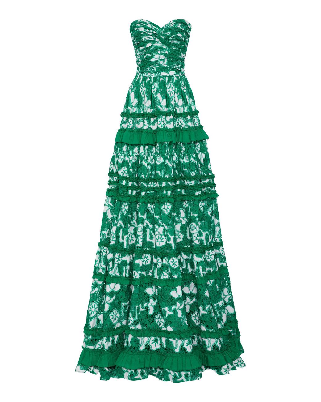 Alexis Samanta Tiered Ruffle Cotton Dress in Green | Lyst