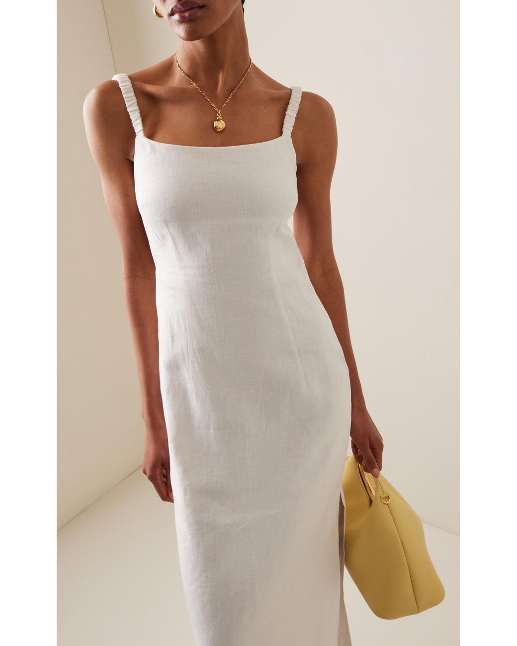 SIR. Primrose Linen Midi Dress in White | Lyst