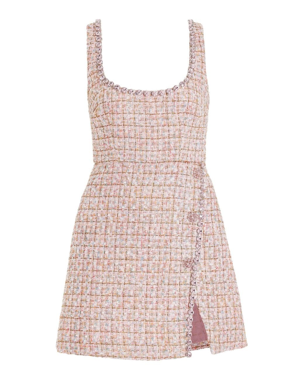 Self-Portrait Boucle Diamante Mini Dress in Pink | Lyst UK