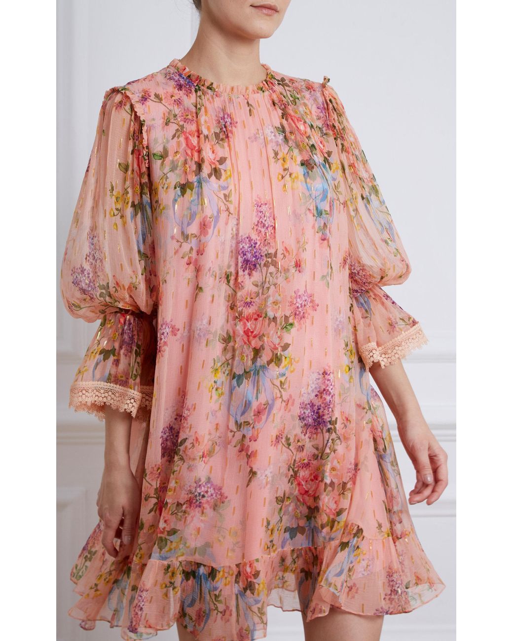 diamond chiffon ruffle dress