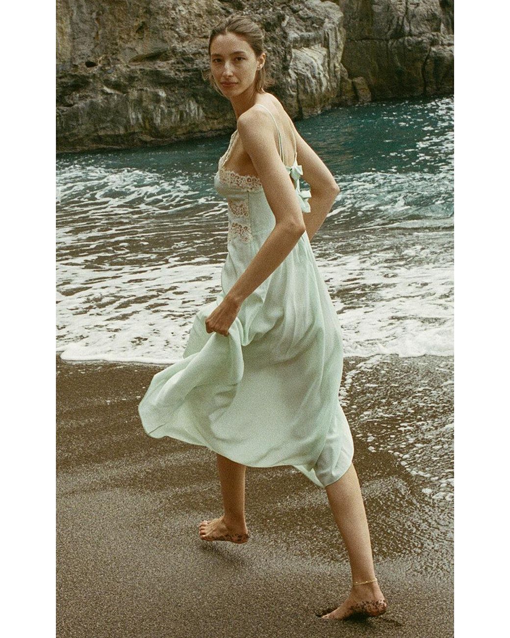 Doen Venus Lace-trimmed Silk Midi Dress in White | Lyst Australia