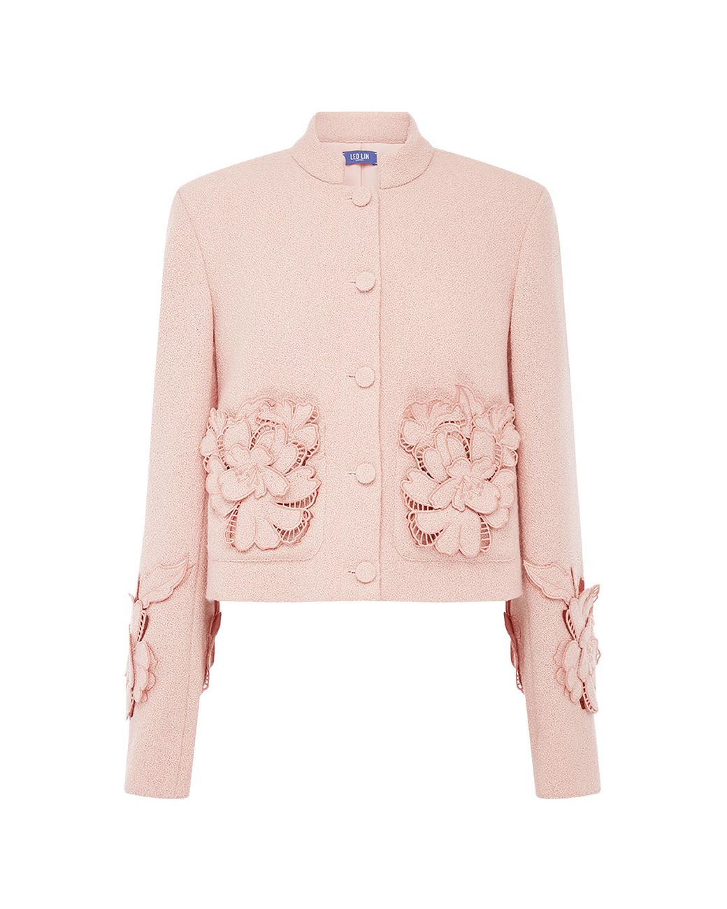 LEO LIN Pink Blythe Applique Tweed Jacket