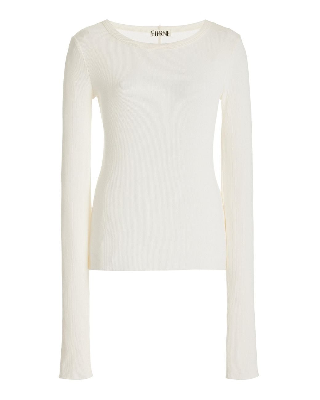 ÉTERNE White Long Sleeve Cotton-blend Top