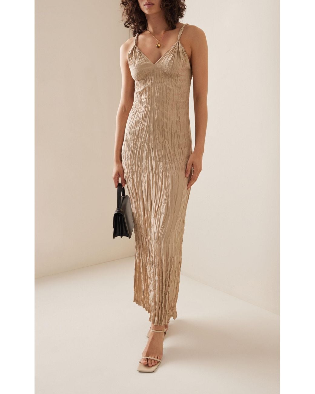 toteme silk maxi dress Gathered satin maxi dress - black