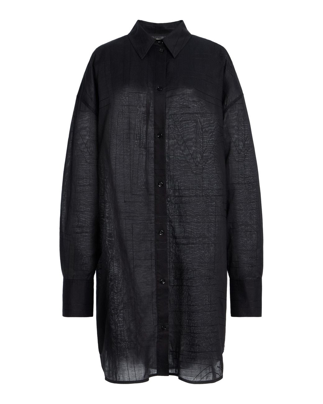 Totême Blue Long Cotton-Blend Summer Shirt
