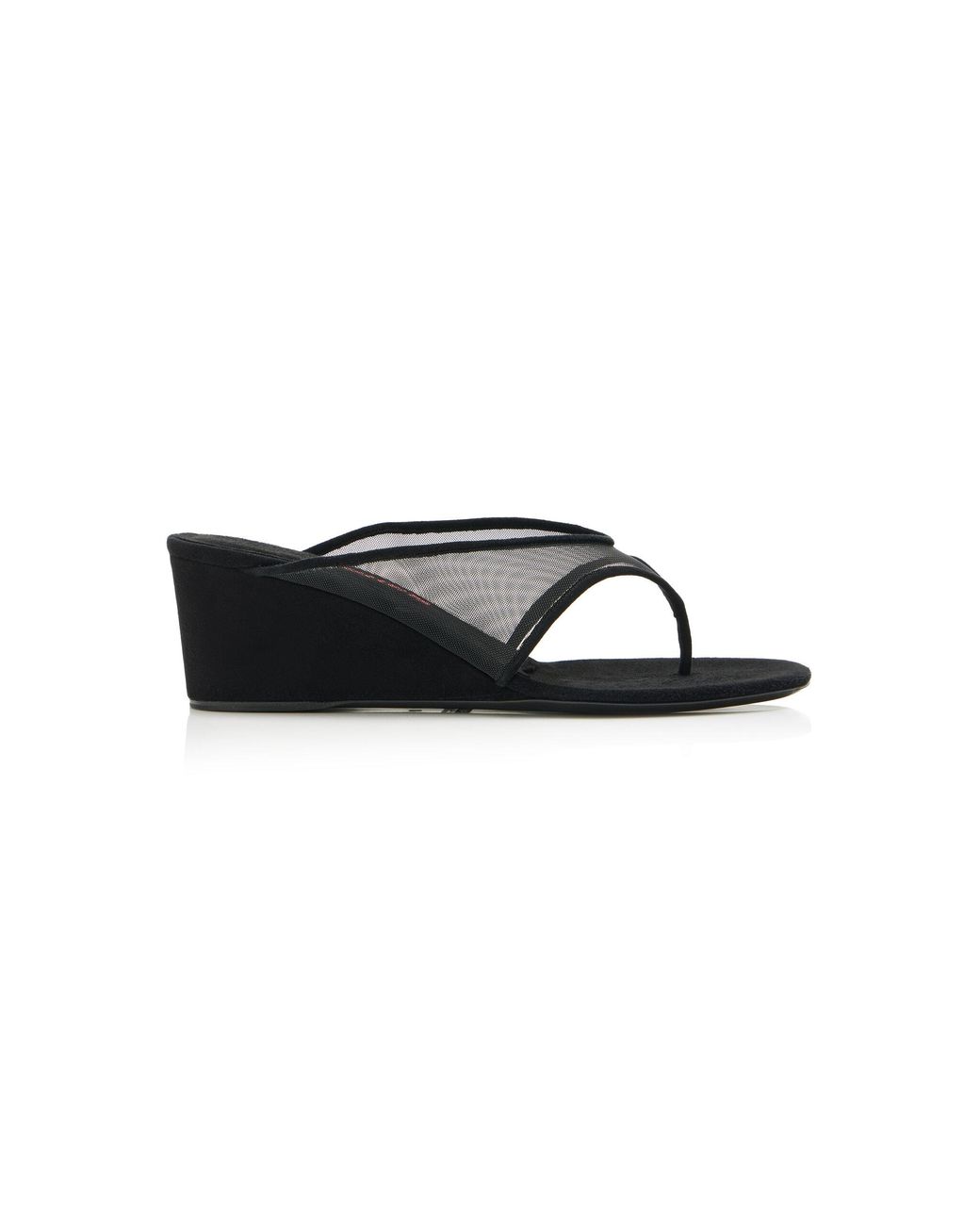 LUCASHEVA Black Audokia Mesh Wedge Sandals