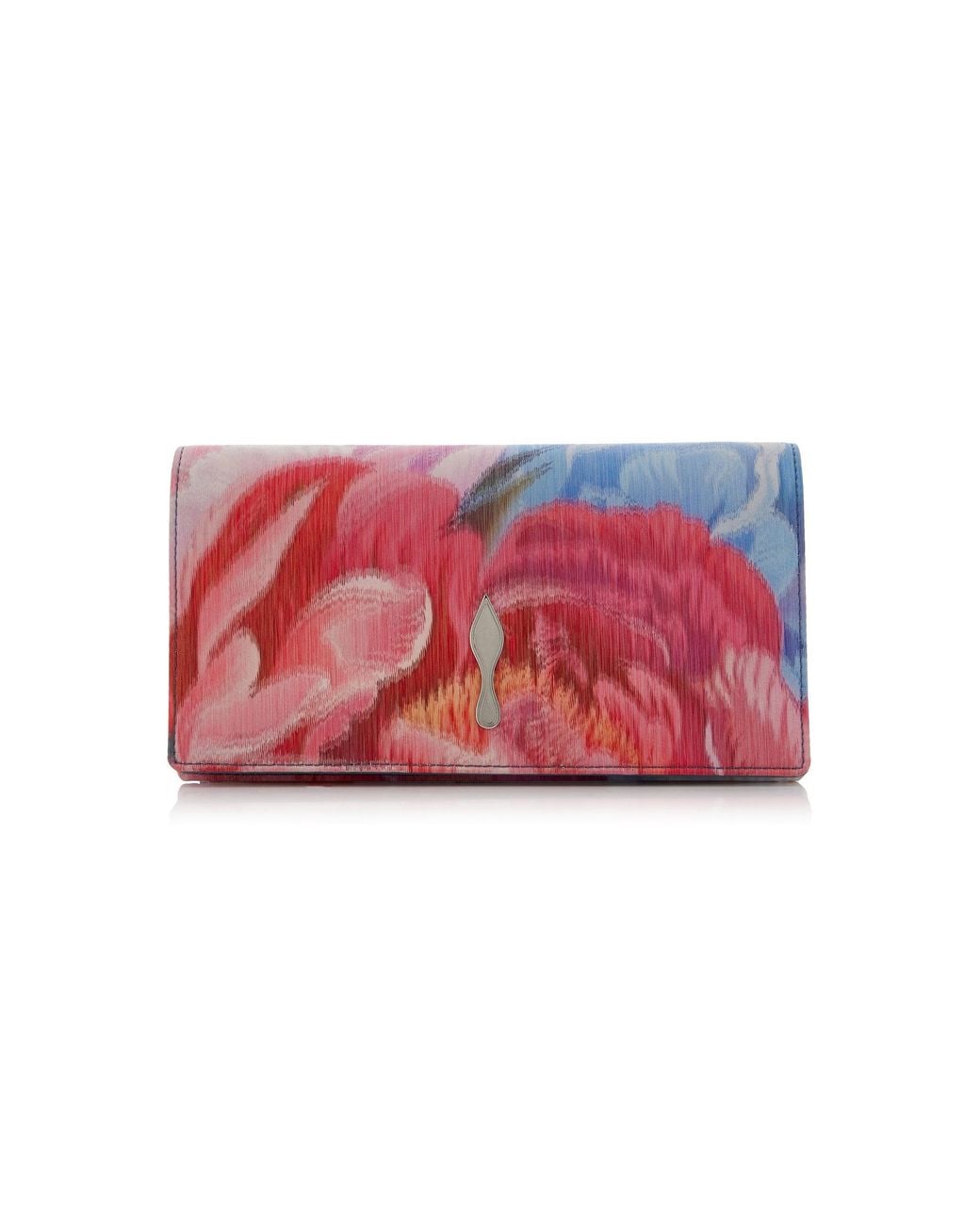 Christian Louboutin Red Bettina Peony-Printed Crepe Clutch