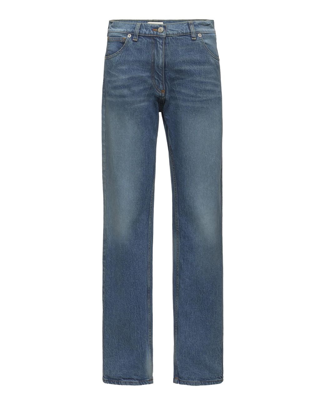 Magda Butrym Blue Washed Cotton Denim Jeans