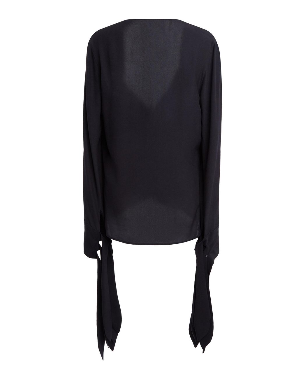 Givenchy Black Bow-Cuff Silk Top