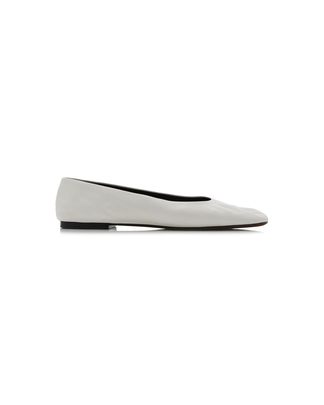 The Row White Square Leather Ballet Flats