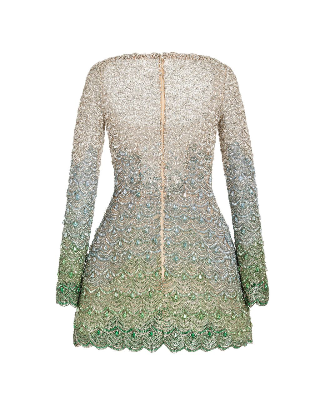 oscar de la renta green lace dress Foxglove Embroidered Sequin Tulle Gown